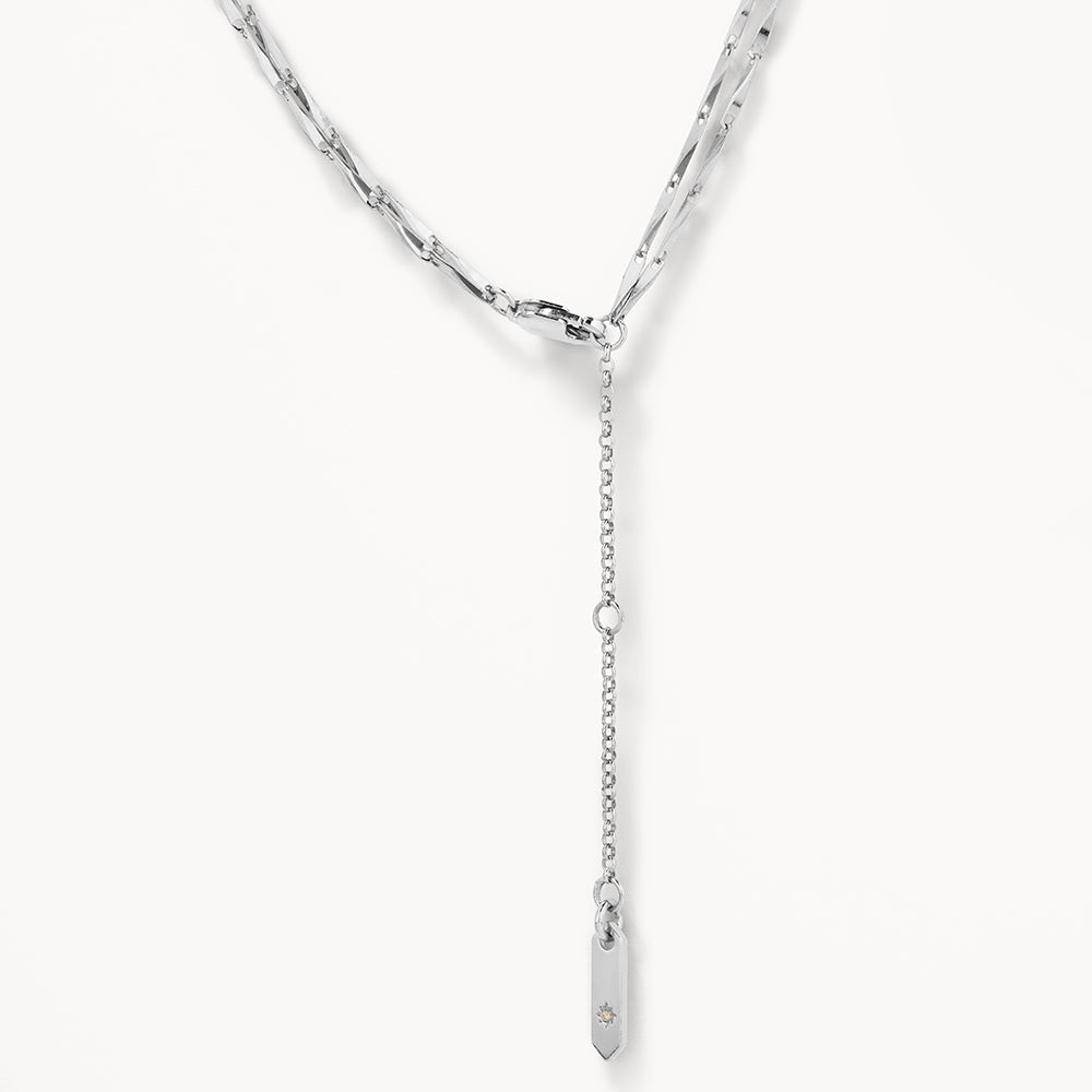 Medley Necklace Double Twist Bar Link Chain Necklace in Silver