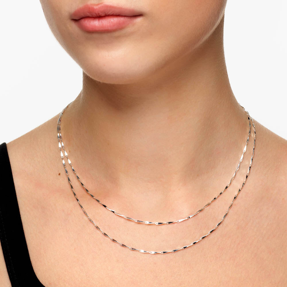 Medley Necklace Double Twist Bar Link Chain Necklace in Silver