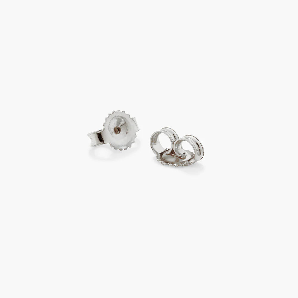 Drop Curb Chain Stud Earrings in Silver