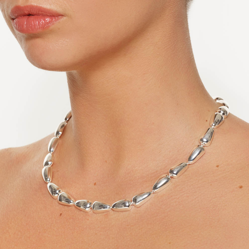 Drop Dome Chain Necklace in Silver