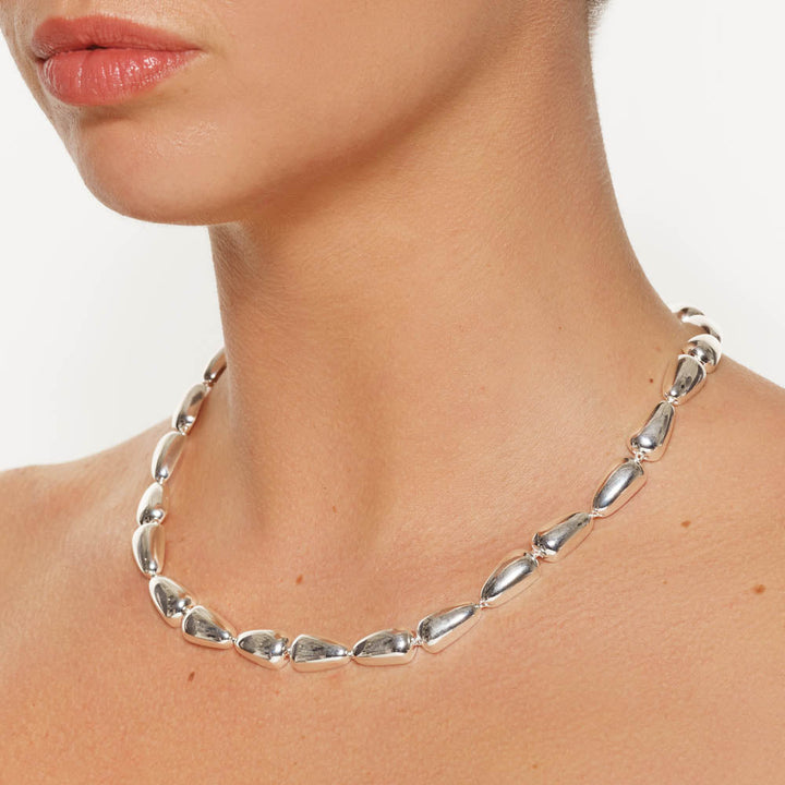 Medley Necklace Drop Dome Chain Necklace in Silver