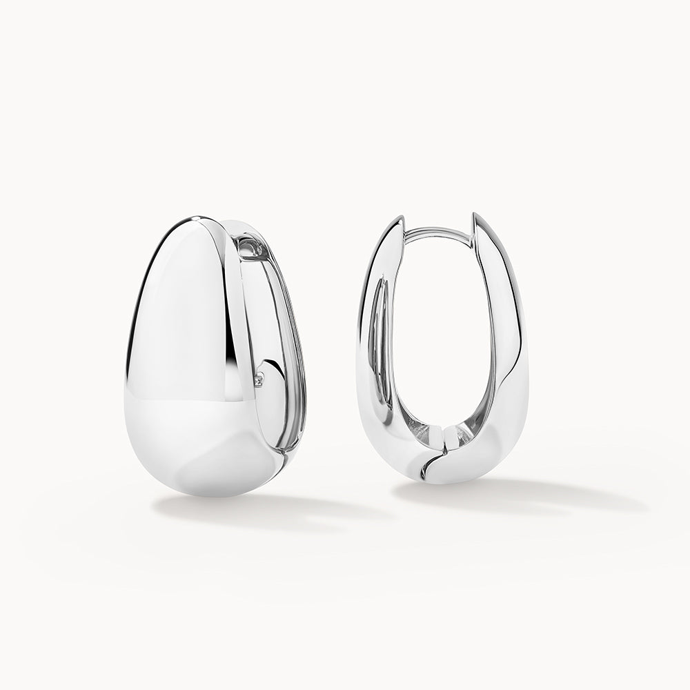 Drop Dome Hoops in Silver