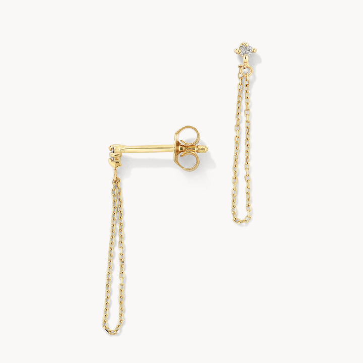 Medley Earrings Diamond Drop Chain Loop Stud Earrings in 10k Gold