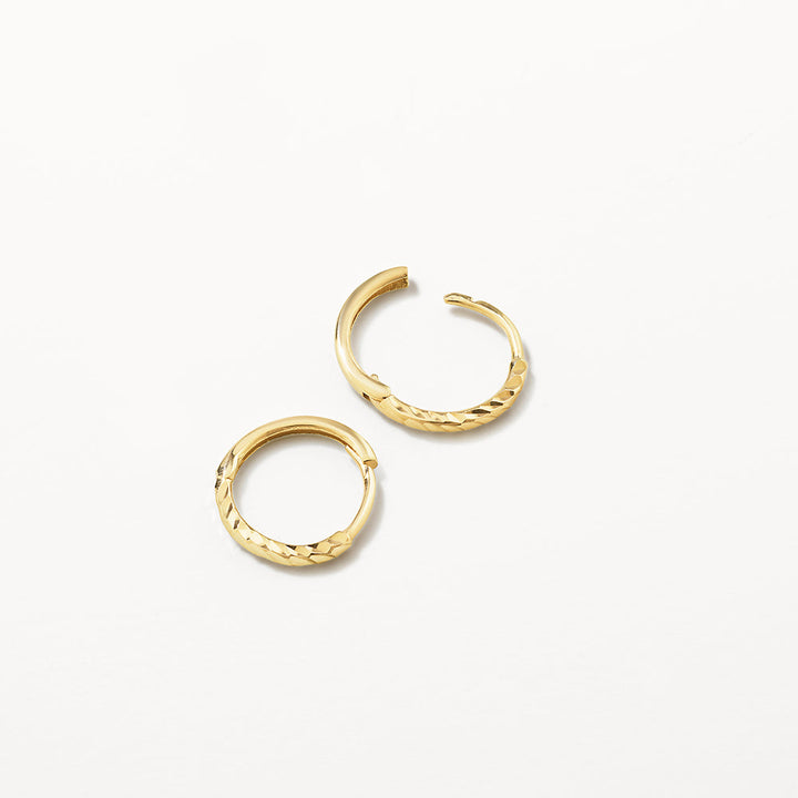Edgy Mini Huggie Earrings in 10k Gold