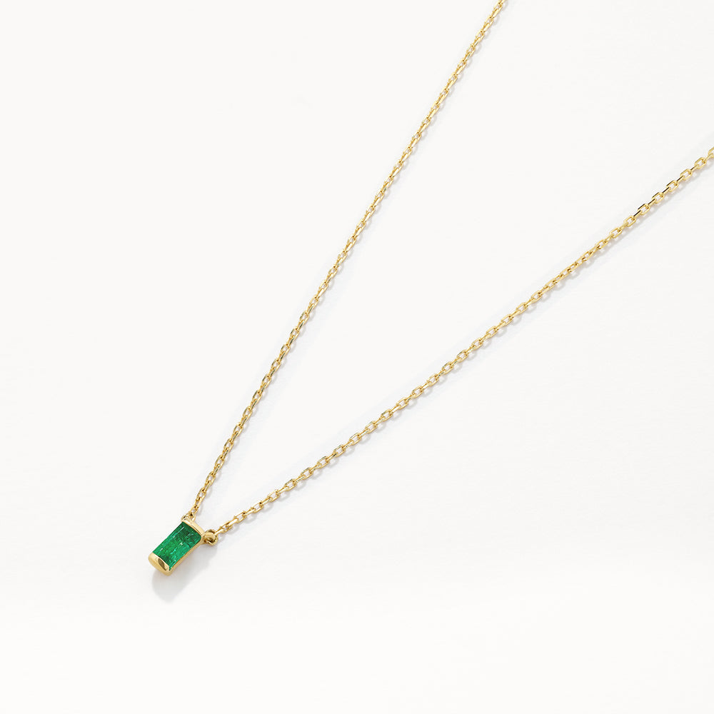 Emerald Baguette Necklace in 10k Gold