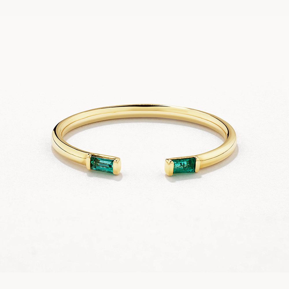 Emerald Baguette Open Stacker Ring in 10k Gold