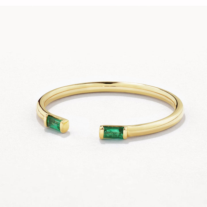 Emerald Baguette Open Stacker Ring in 10k Gold