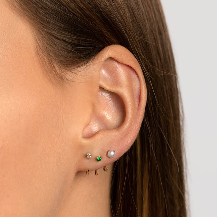 Medley Earrings Emerald May Birthstone Hook Earrings in 10k Gold
