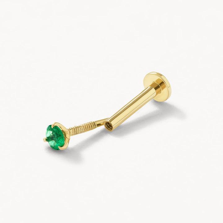 Medley Earrings Emerald Helix Single Stud Earring in 10k Gold