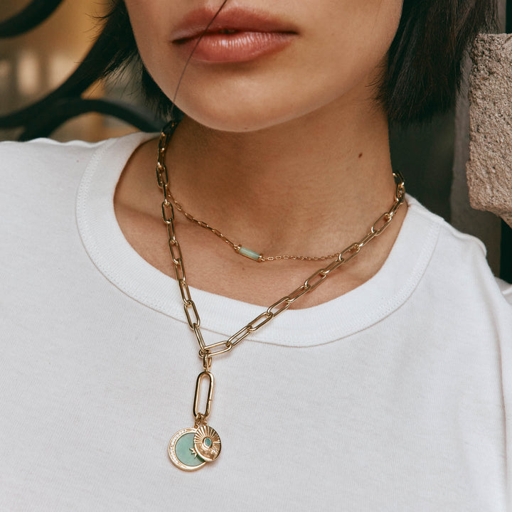 Medley Pendant Emerald Sunray Oval Pendant in Gold