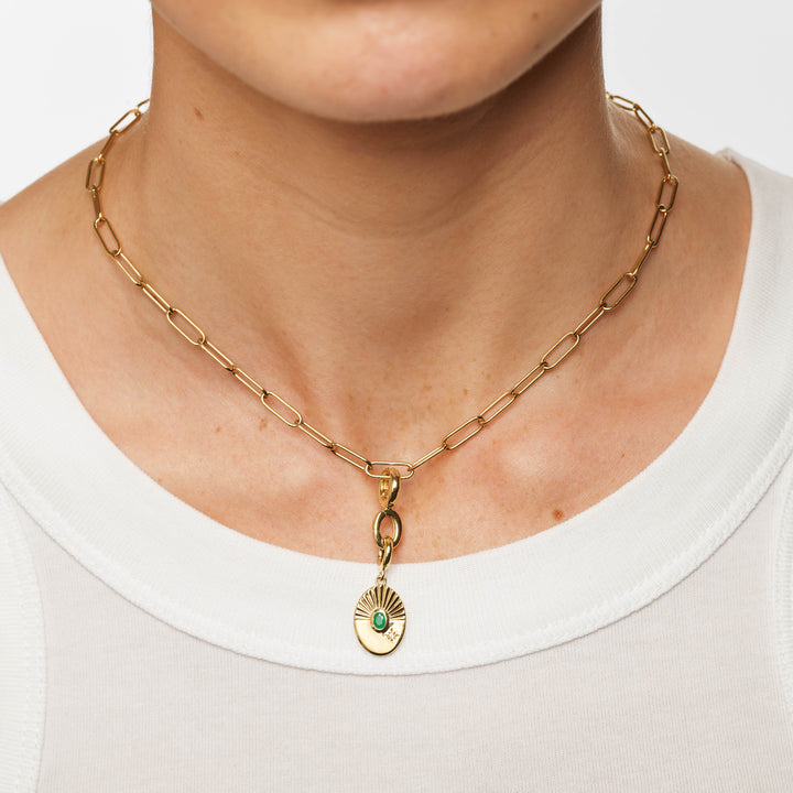 Medley Pendant Emerald Sunray Oval Pendant in Gold