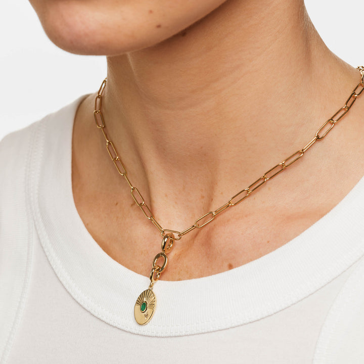 Medley Pendant Emerald Sunray Oval Pendant in Gold
