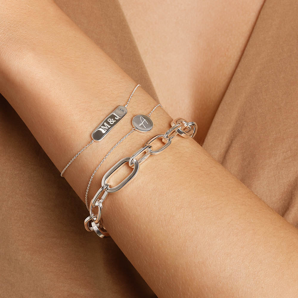 Medley Bangle/Bracelet Engravable Bar Bracelet in Silver
