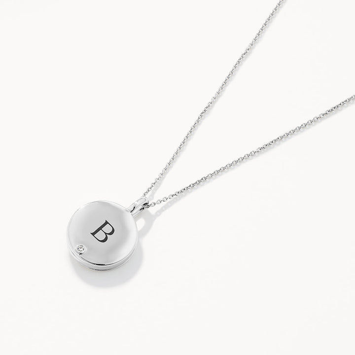 Medley Necklace Engravable Circle Flip Locket in Silver