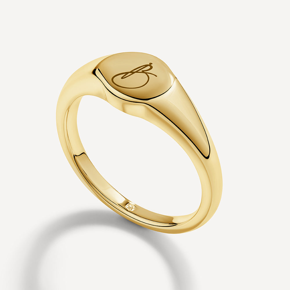 Engravable Circle Signet Pinky Ring in Gold Medley Jewellery