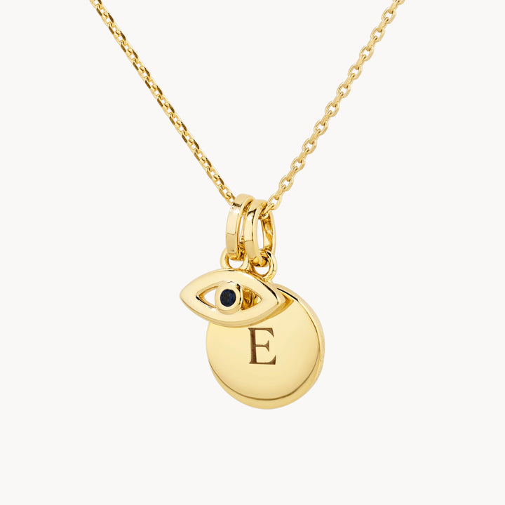 Medley Necklace Engravable Evil Eye Necklace in Gold