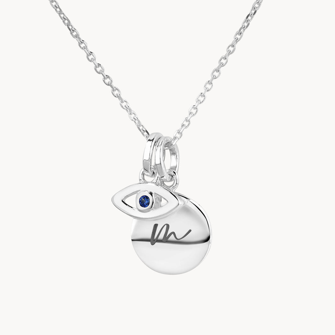 Engravable Evil Eye Necklace in Silver Medley Jewellery