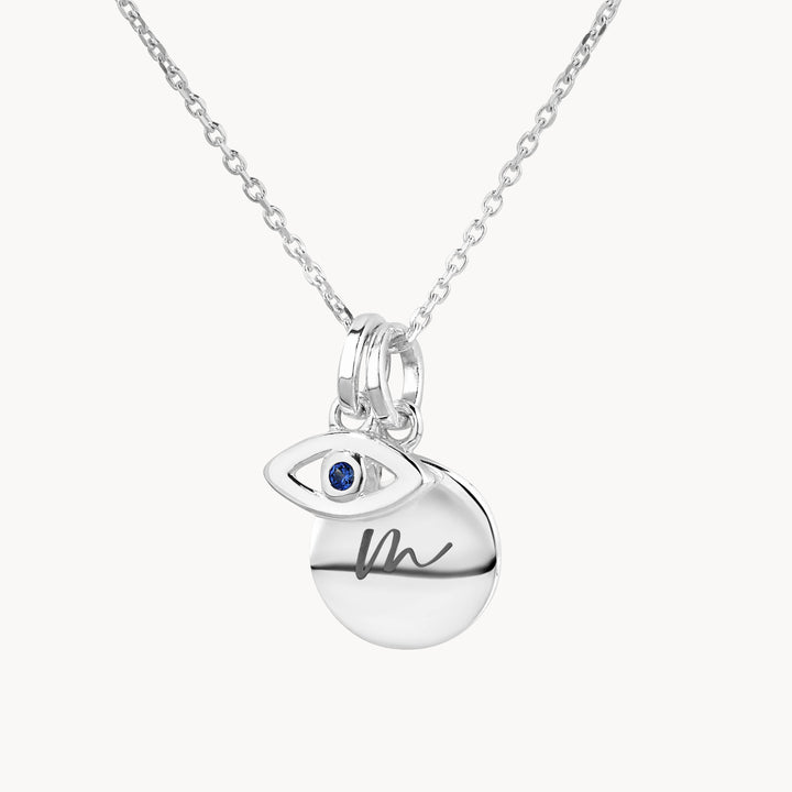 Medley Necklace Engravable Evil Eye Necklace in Silver