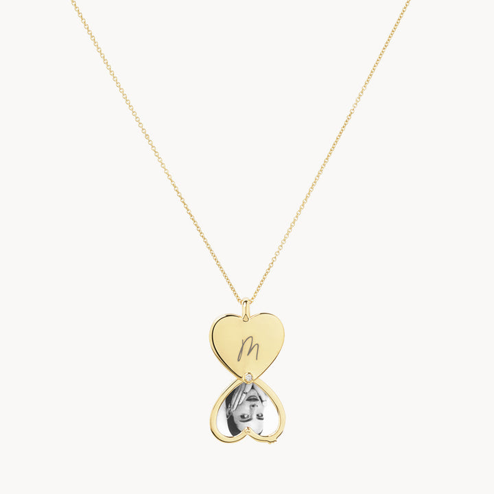 Medley Necklace Engravable Heart Flip Locket Necklace in Gold