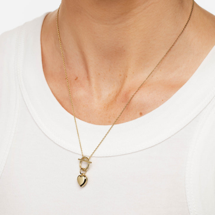 Medley Necklace Engravable Heart Locket Fob Chain Necklace in Gold