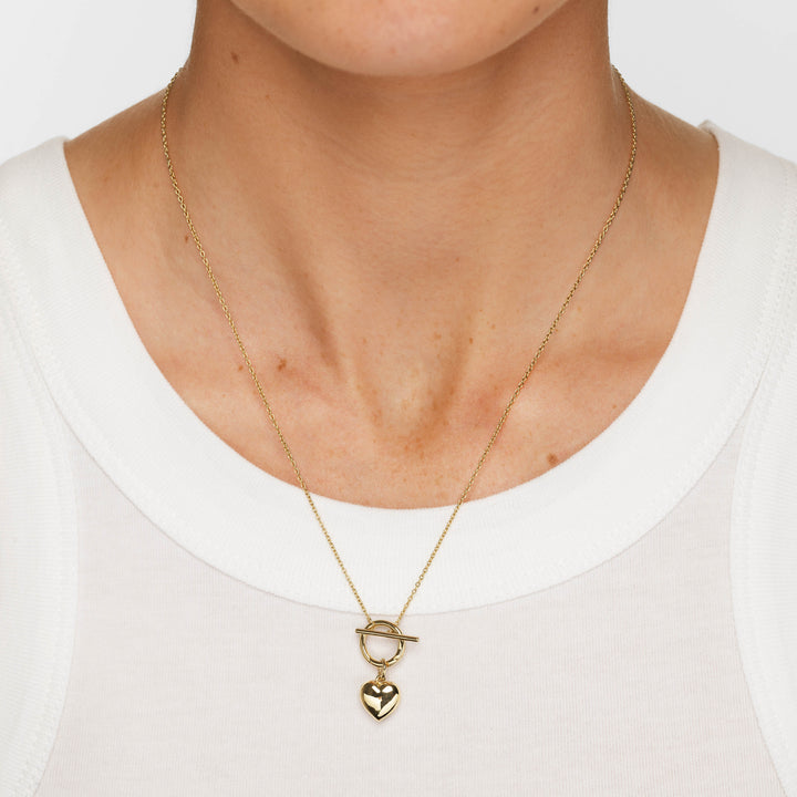 Medley Necklace Engravable Heart Locket Fob Chain Necklace in Gold