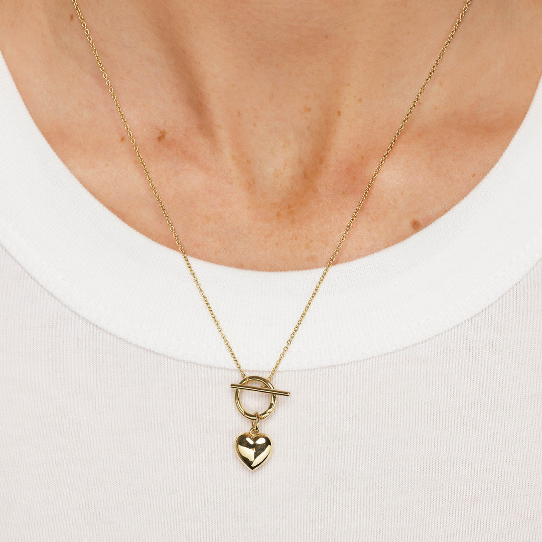 Medley Necklace Engravable Heart Locket Fob Chain Necklace in Gold