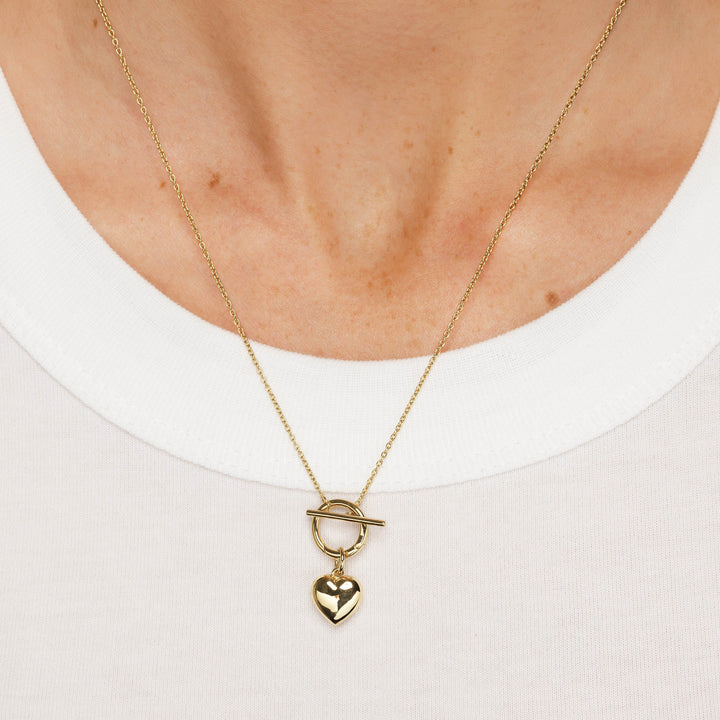 Medley Necklace Engravable Heart Locket Fob Chain Necklace in Gold