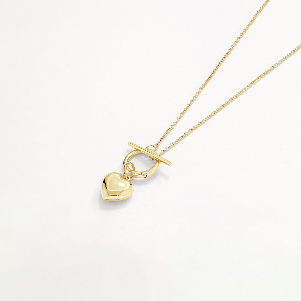 Medley Necklace Engravable Heart Locket Fob Chain Necklace in Gold