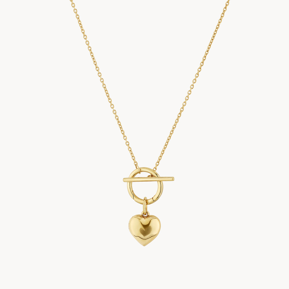 Medley Necklace Engravable Heart Locket Fob Chain Necklace in Gold