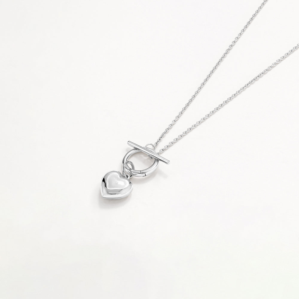 Medley Necklace Engravable Heart Locket Fob Chain Necklace in Silver
