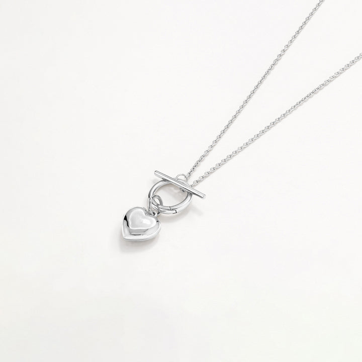 Medley Necklace Engravable Heart Locket Fob Chain Necklace in Silver