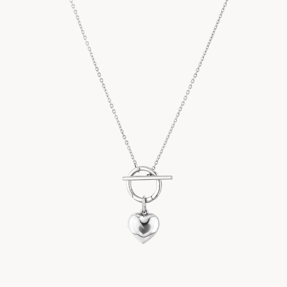 Medley Necklace Engravable Heart Locket Fob Chain Necklace in Silver