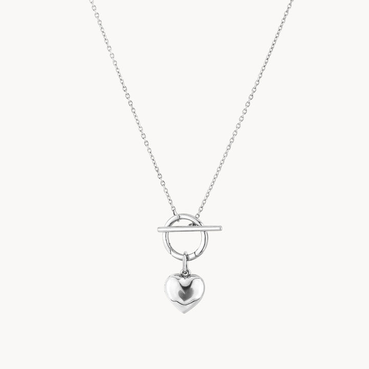 Medley Necklace Engravable Heart Locket Fob Chain Necklace in Silver