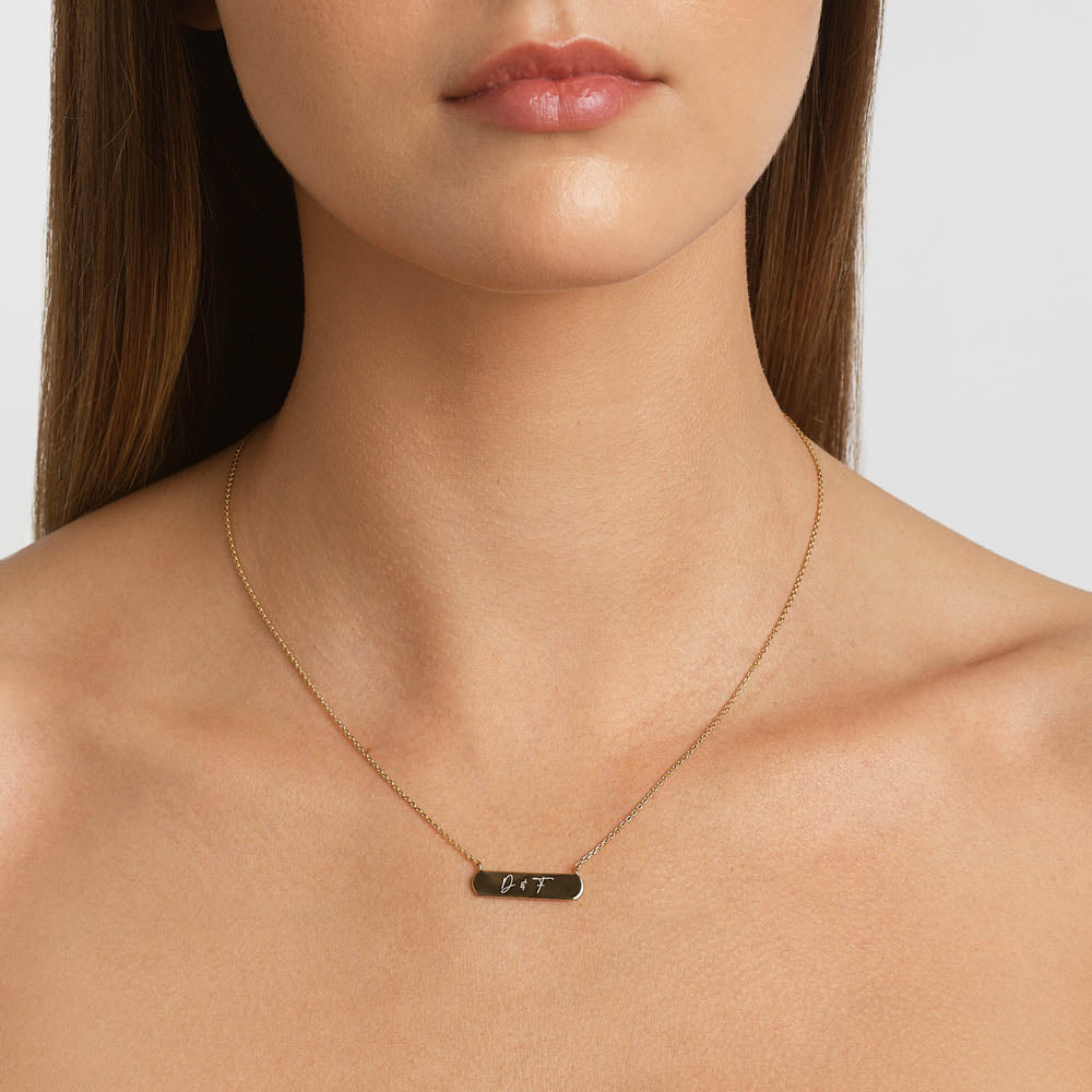 Medley Necklace Engravable Horizontal Bar Necklace in Gold