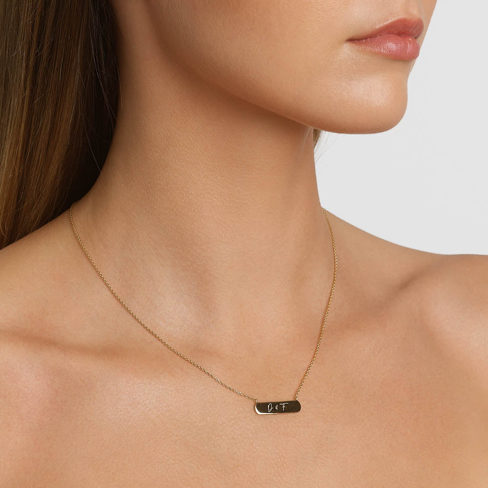 Medley Necklace Engravable Horizontal Bar Necklace in Gold