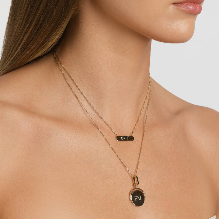 Medley Necklace Engravable Horizontal Bar Necklace in Gold