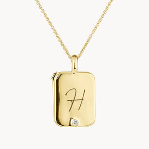 Medley Necklace Engravable Rectangle Flip Locket Necklace in Gold