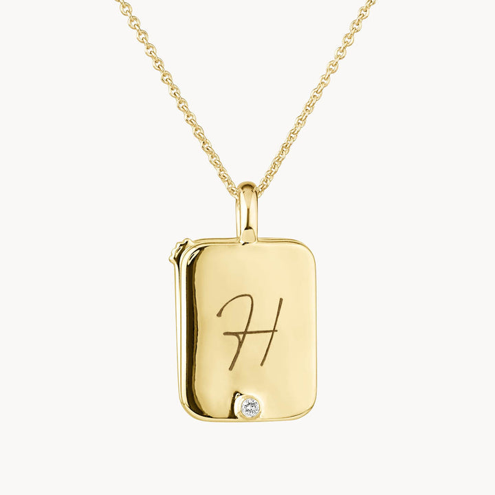 Medley Necklace Engravable Rectangle Flip Locket Necklace in Gold