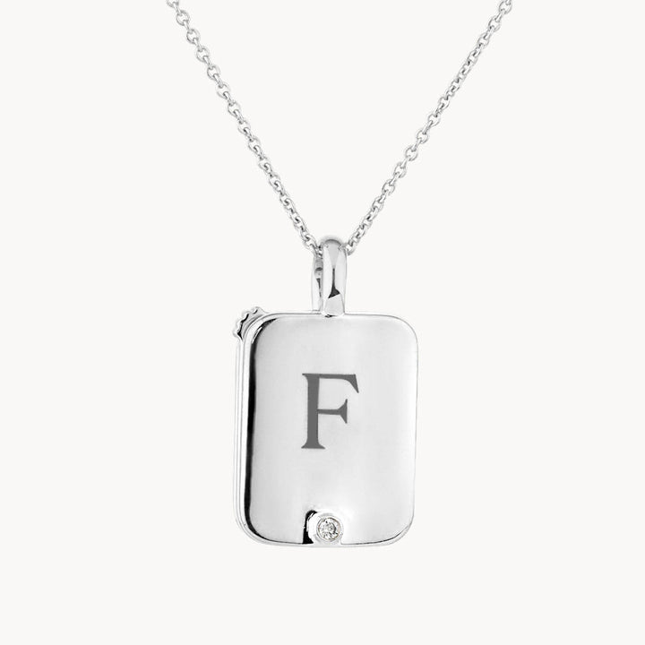 Medley Necklace Engravable Rectangle Flip Locket Necklace in Silver