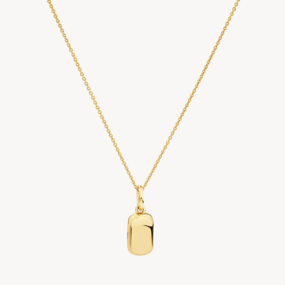 Medley Necklace Engravable Rectangle Locket in Gold