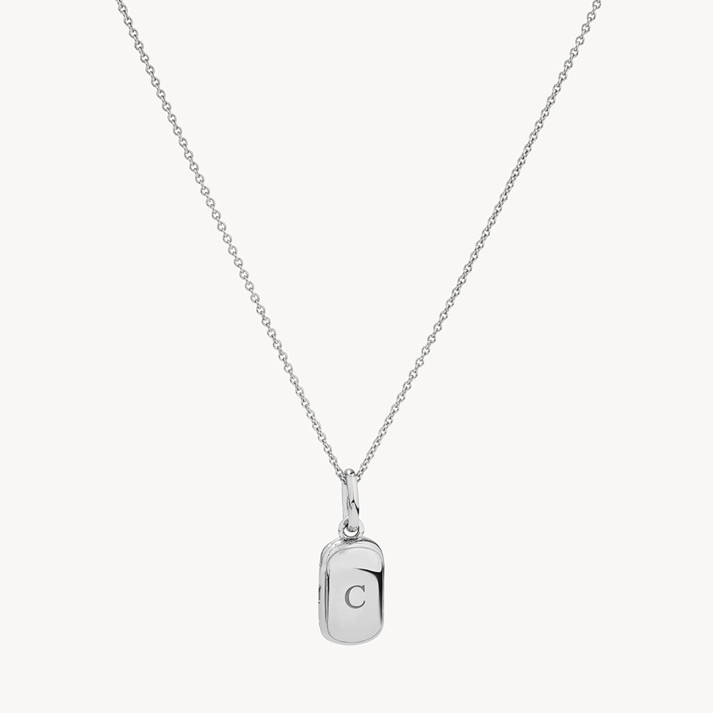 Medley Necklace Engravable Rectangle Locket in Silver