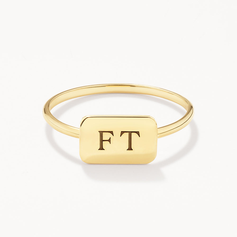 Medley Ring Engravable Rectangle Ring in 10k Gold