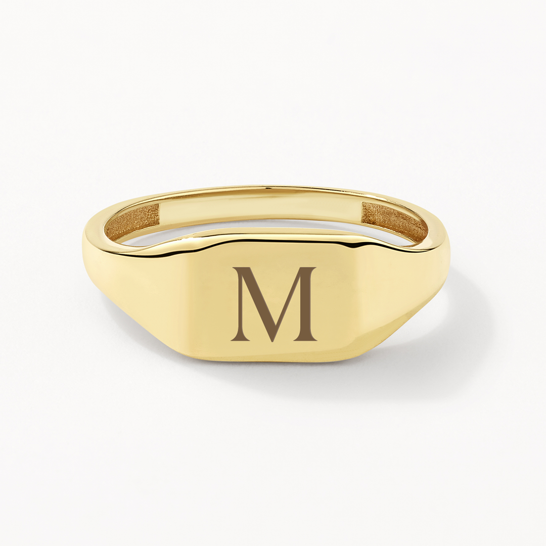 Medley Ring Engravable Rectangle Signet Pinky Ring in 10k Gold