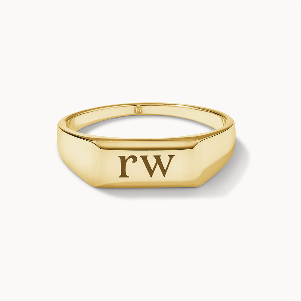 Engravable Rectangle Signet Pinky Ring in Gold