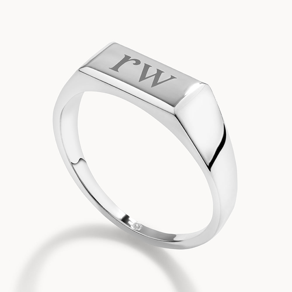 Engravable Rectangle Signet Pinky Ring in Silver