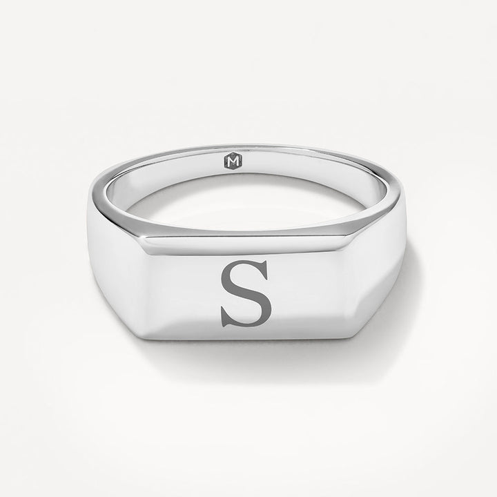 Medley Ring Engravable Rectangle Signet Pinky Ring in Silver