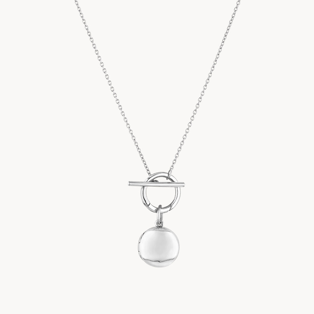 Medley Necklace Engravable Round Locket Fob Chain Necklace in Silver