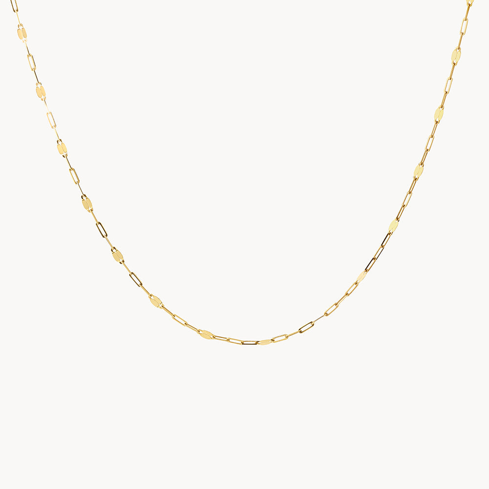 Medley Necklace Fine Mirror Paperclip Chain in 10k Gold