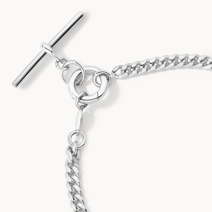 Fob Curb Chain Bracelet in Silver