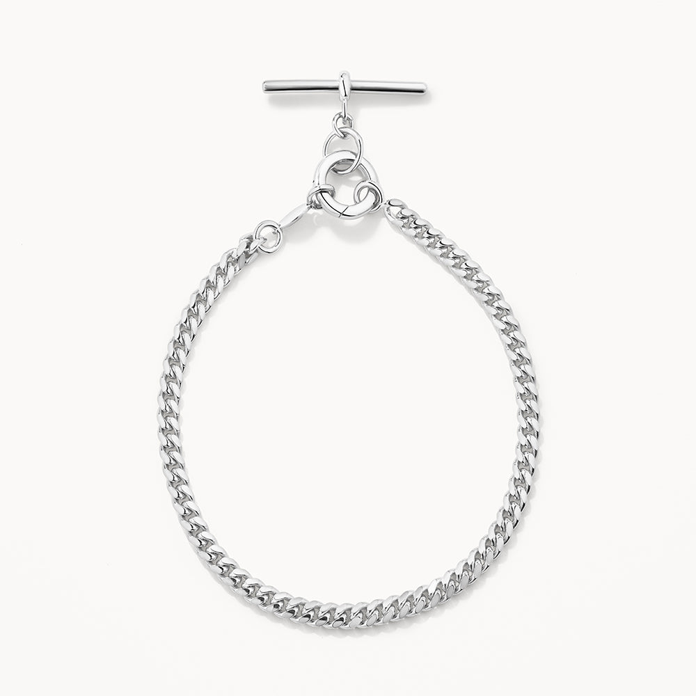 Medley Bracelet/Bangle Fob Curb Chain Bracelet in Silver